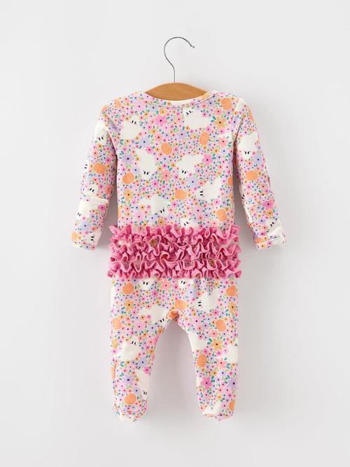 Halloween Ghost Baby Zip Romper Ruffle Trim
